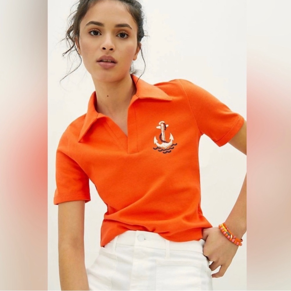 Maeve by Anthropologie Orange Polo Shirt
